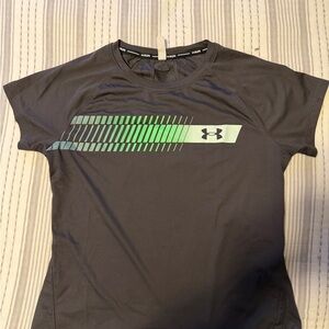 Under Armour Charcoal Running Tee with Green Gradient Accent